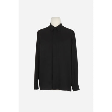 CHEMISE COL UNIVERSITE SOIE PI - NERO/NERO