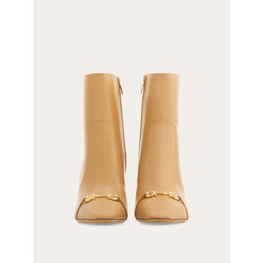 Gancini Ornament Ankle Boot - Calfskin - Light Camel