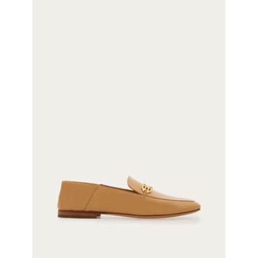 Loafer With Gancini Ornament - Ladies - Light Camel