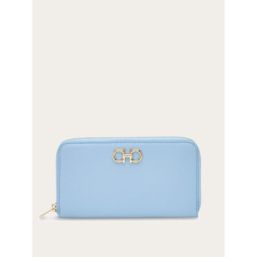 Gancini Continental Wallet - Hammered Calfskin - Sky Blue