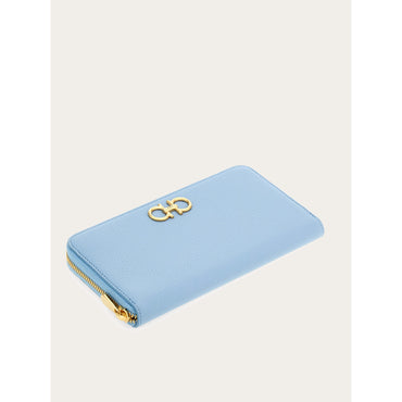 Gancini Continental Wallet - Hammered Calfskin - Sky Blue