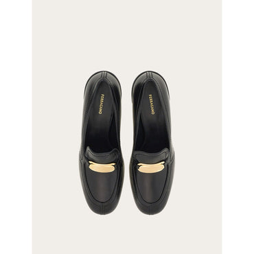 Kitten Heel Loafer With New Vara Buckle - Ladies - Black