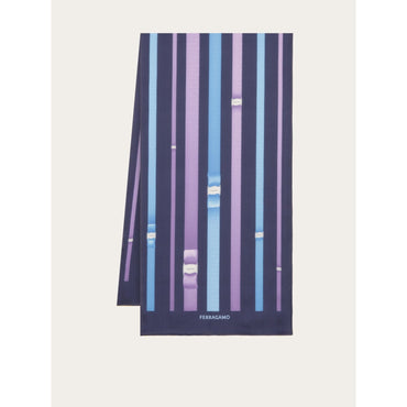 Vara Print Silk Scarf - Ladies - Marine Blue