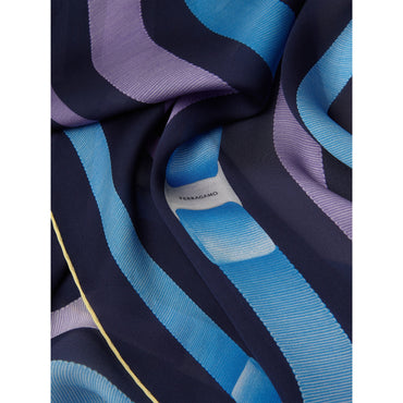 Vara Print Silk Scarf - Ladies - Marine Blue