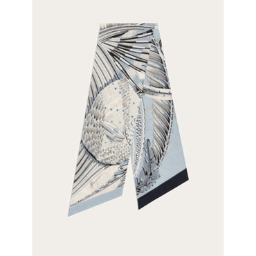 Fish Print Silk Bandeau - Ladies - Grey/Light Blue