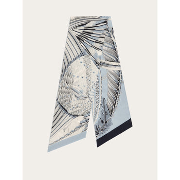 Fish Print Silk Bandeau - Ladies - Grey/Light Blue