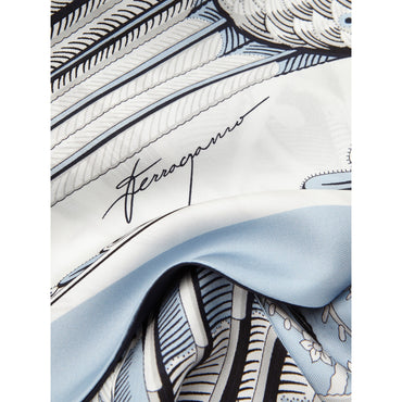 Fish Print Silk Bandeau - Ladies - Grey/Light Blue