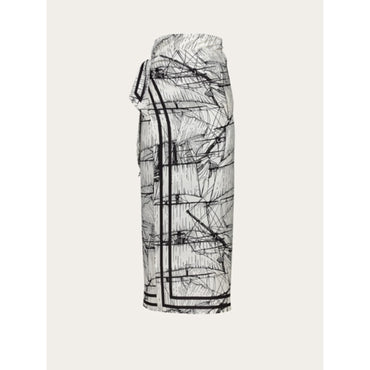 Veliero Print Sarong Skirt - Ladies - White/Black