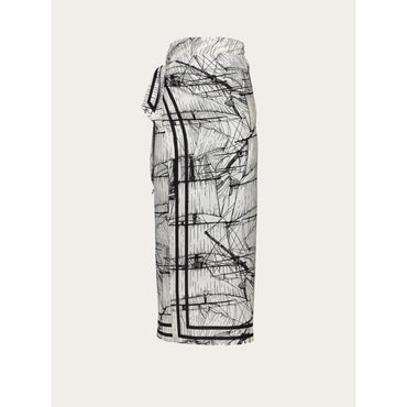 Veliero Print Sarong Skirt - Ladies - White/Black