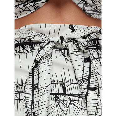 Veliero Print Sarong Skirt - Ladies - White/Black