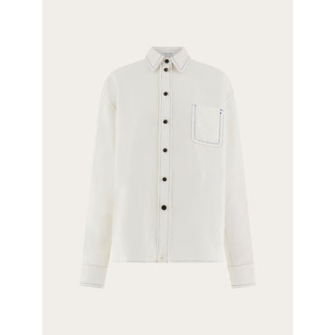 Shirt With Contrasting Seams - Ladies - White