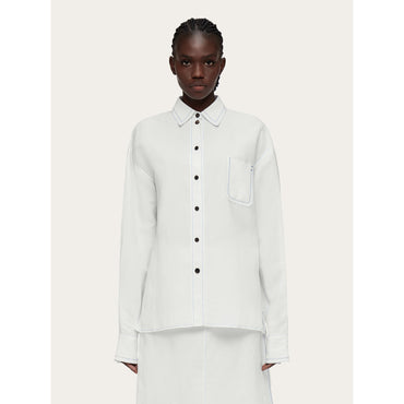 Shirt With Contrasting Seams - Ladies - White