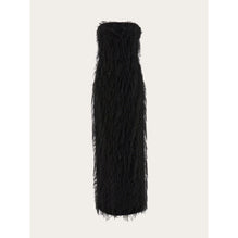 Long Tube Dress With Voluminous Fringe - Ladies - Black