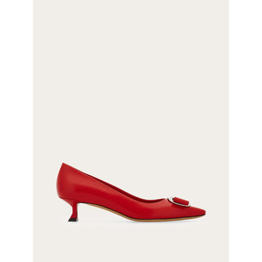 New Vara Plate Low Heel Pump - Nappa - Flame Red