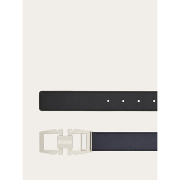 Reversible And Adjustable Gancini Belt - Men - Midnight Blue/Black