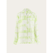 Printed Pajama Shirt - Ladies - White/Acid Green