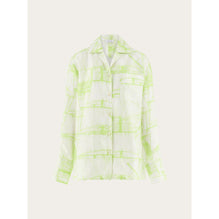 Printed Pajama Shirt - Ladies - White/Acid Green
