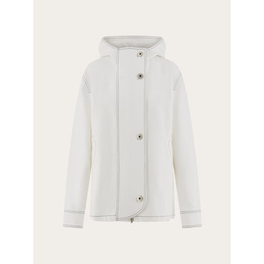 Hooded Cotton Blouson - Ladies - White