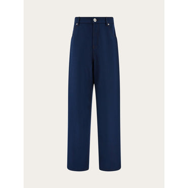 Jeans With Contrasting Stitching - Men - Navy Blue