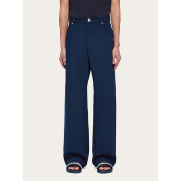 Jeans With Contrasting Stitching - Men - Navy Blue