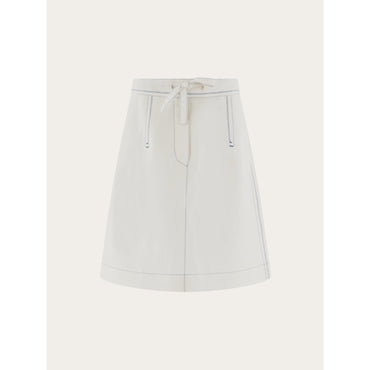 Drawstring Skirt - Ladies - White