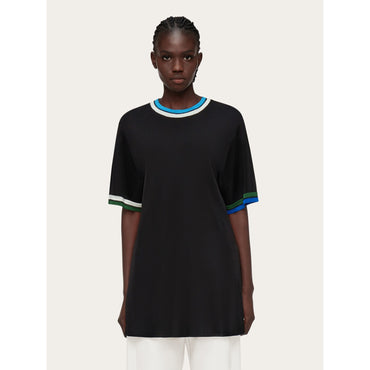 Top With Contrasting Trim - Ladies - Black/Cerulean