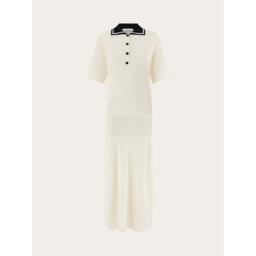 Polo Shirt Dress - Ladies - Mascarpone/Black