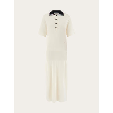 Polo Shirt Dress - Ladies - Mascarpone/Black