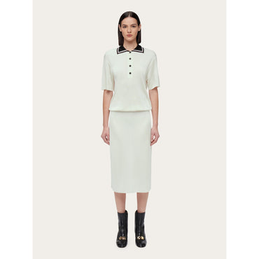 Polo Shirt Dress - Ladies - Mascarpone/Black
