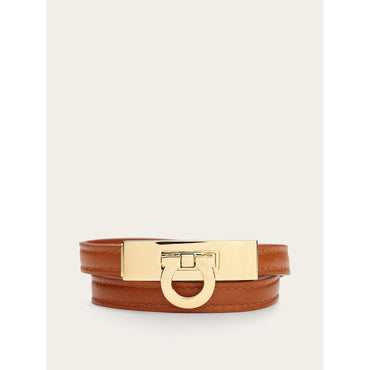 Double-Loop Gancini Bracelet - Size 19 - Men - Cognac