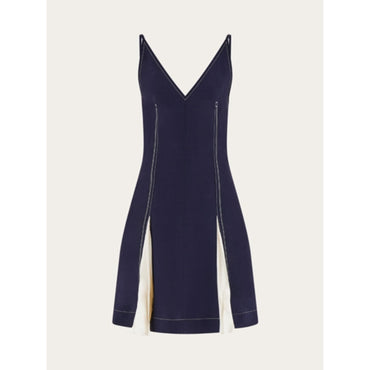Short Slip Dress With Inlays - Ladies - Navy Blue