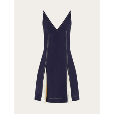 Short Slip Dress With Inlays - Ladies - Navy Blue