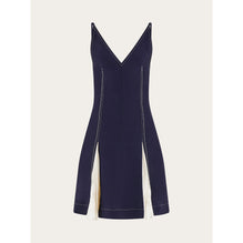 Short Slip Dress With Inlays - Ladies - Navy Blue