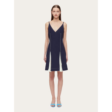 Short Slip Dress With Inlays - Ladies - Navy Blue