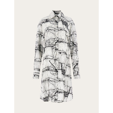 Veliero Print Shirt Dress - Ladies - White/Black