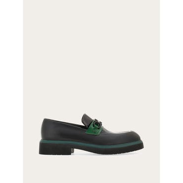 Moccasin With Gancini Ornament - Men - Black/Forest Green