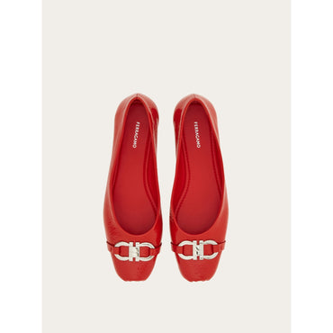 Ballet Flat With Gancini Ornament - Ladies - Flame Red