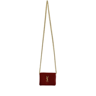 Card Case On Chain - Dark Bordeaux