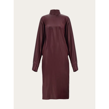 Satin High Neck Dress - Ladies - Oxblood