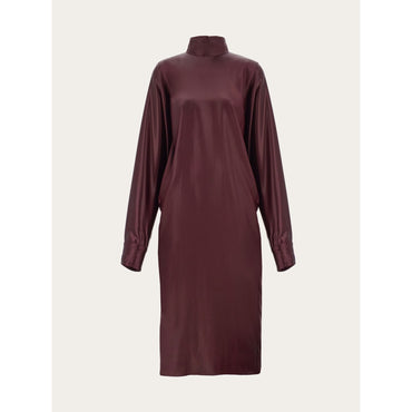 Satin High Neck Dress - Ladies - Oxblood