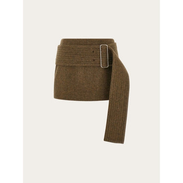 Flannel Mini Skirt - Ladies - Olive Green