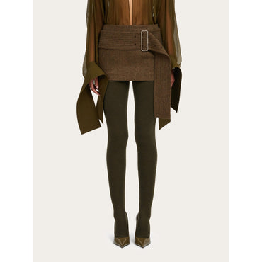 Flannel Mini Skirt - Ladies - Olive Green