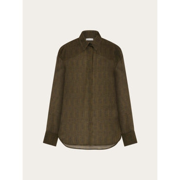 Ferragamo Monogram Shirt - Ladies - Olive Green