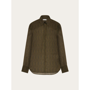 Ferragamo Monogram Shirt - Ladies - Olive Green