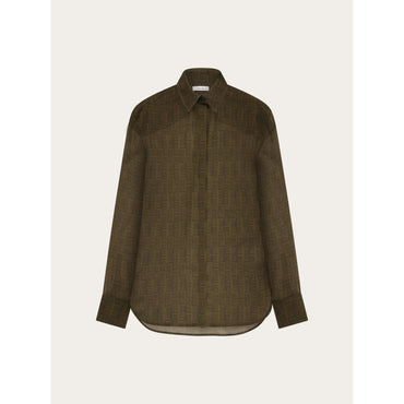 Ferragamo Monogram Shirt - Ladies - Olive Green