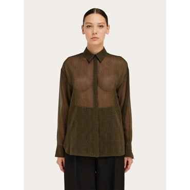 Ferragamo Monogram Shirt - Ladies - Olive Green