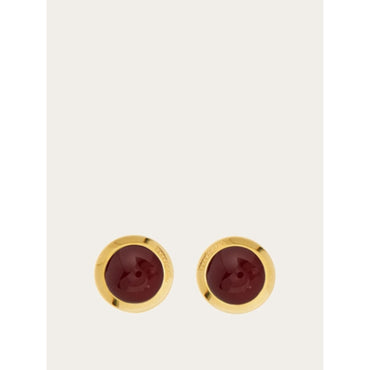 Earrings With Semi-Precious Stone - Ladies - Gold/Light Red