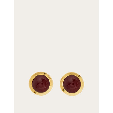 Earrings With Semi-Precious Stone - Ladies - Gold/Light Red