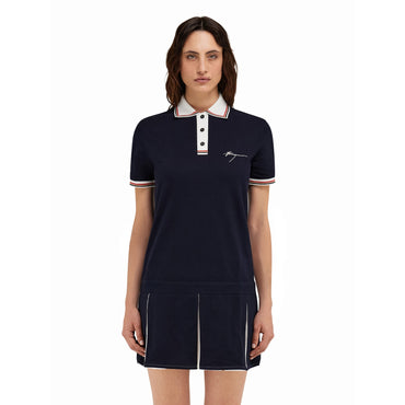 Cotton Polo Shirt Dress - Ladies - New Navy Blue