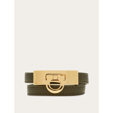 Gancini Double Twist Bracelet (16Cm) - Ladies - Olive Green